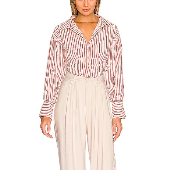 Free People Ophelia Corset Buttondown Red Rust - Picture 8 of 8